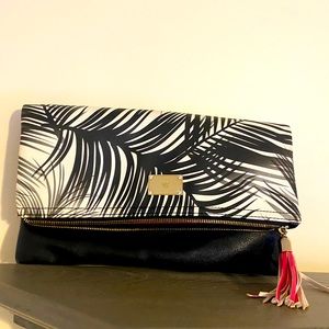 INC printed fold over clutch/purse